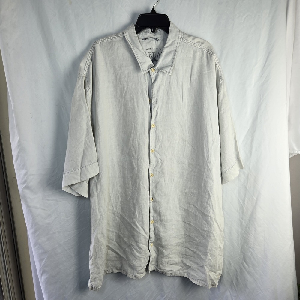 Tommy Bahama Relax Linen Button Up Shirt Mens 3XT Blue Beach Resort Coastal